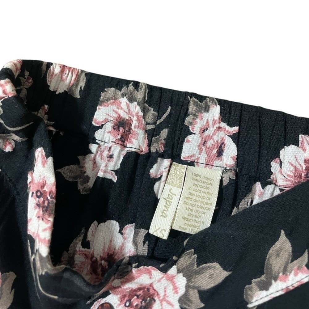 Japna Floral High Low Maxi Skirt Roses Multi Button Down Ruched Ruffle Split Hem - Picture 8 of 8